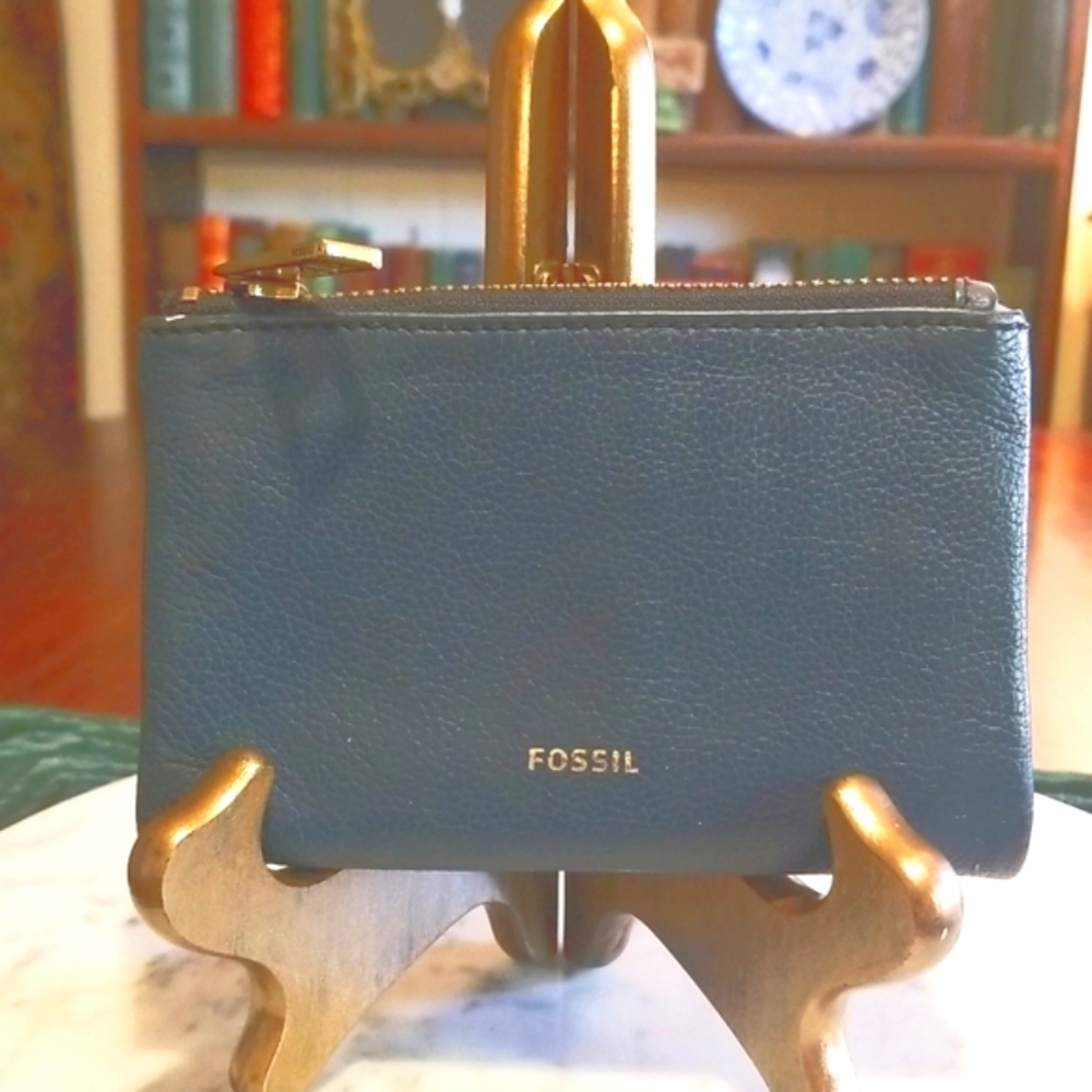 Navy Blue Leather Fossil Wallet
